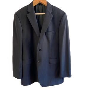 Gianni Manzoni Italian Super 130s Wool Mens Navy Pinstripe Suit Coat Blazer 46